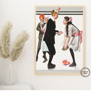 Norman Rockwell&#39;s art print | Pardon Me | Children Dancing at a Party | Funny moment | 1918 The Saturday Evening Post | Digital art download
