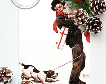 Norman Rockwell Christmas Packages | Wall art Christmas | Christmas gift | Santa Claus print | American Boy 1920 | Xmas time | Digital print