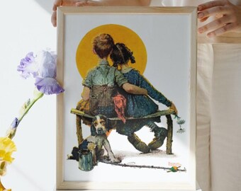 A wondrous place for you and Me | Digital Download | Tenderness image | Retro Childlike Innocence | Rockwell | Romantic Vintage Illustration