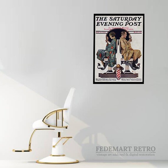 Love is in the Hair | Love in the Mirror Illustration | Retro Hair Salon | Hairdresser Retro Shop | High Quality Printable Poster | 300 DPI