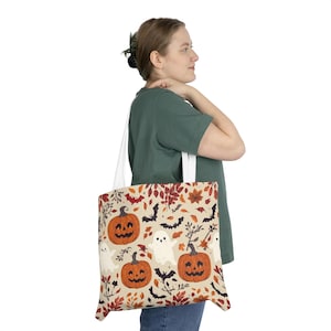 Bolso de mano con diseño de fantasma de campo de calabazas