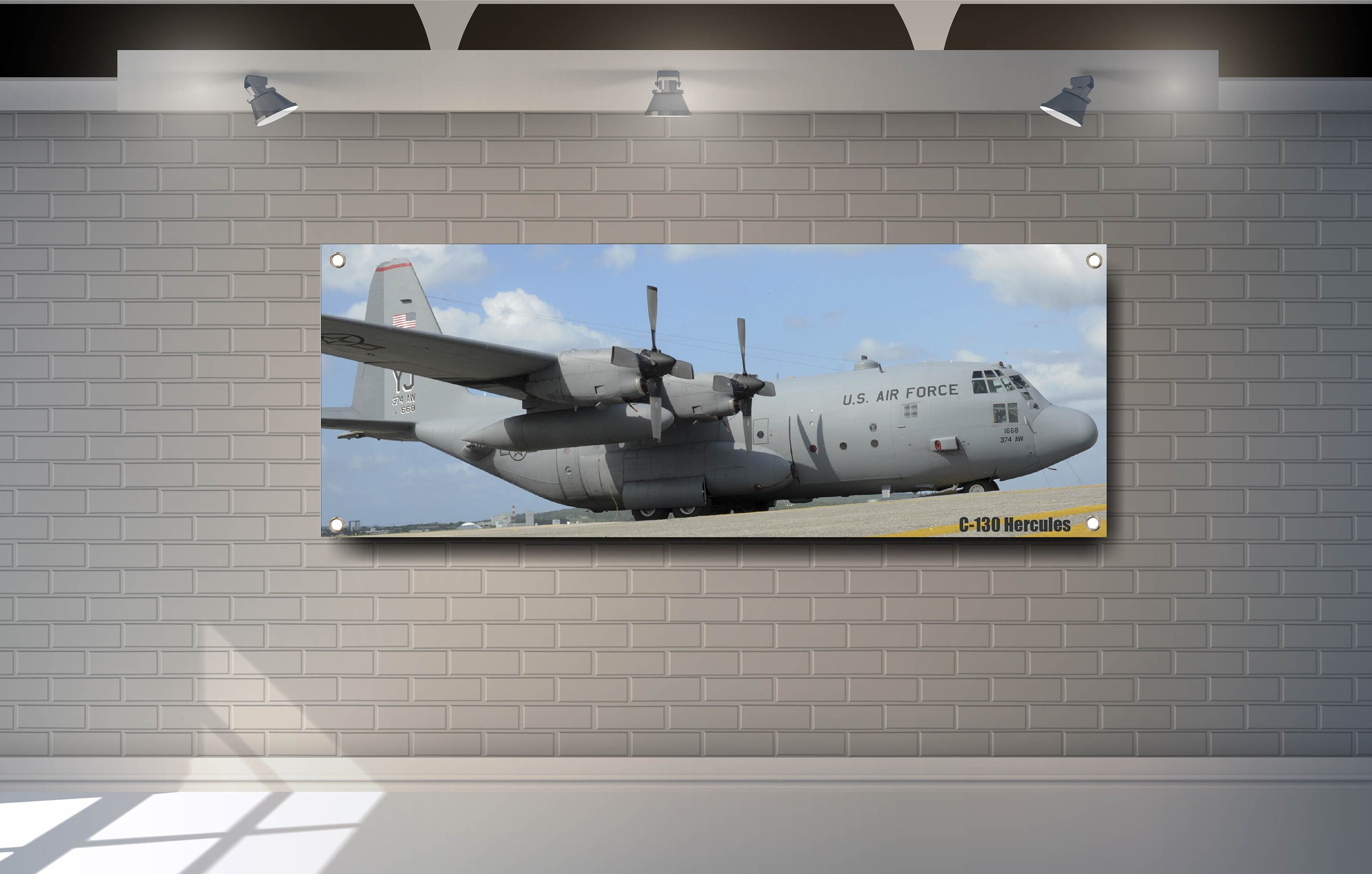 C-130 ポスター C 130 Hercules Fighter Aircraft Jets PVC Vinyl Banner Garage