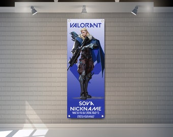 Valorant Sova Personalisierter Spitzname Benutzerdefiniertes Banner Wandkunst Gaming Banner Videospiel Poster Geschenk