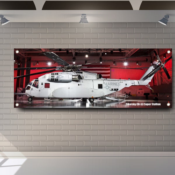 Sikorsky CH-53K King Stallion Cargo Helicopter Aircraft PVC Vinyl Banner Garage Showroom Sign Decoration Workspace Car Flag Racing Poster