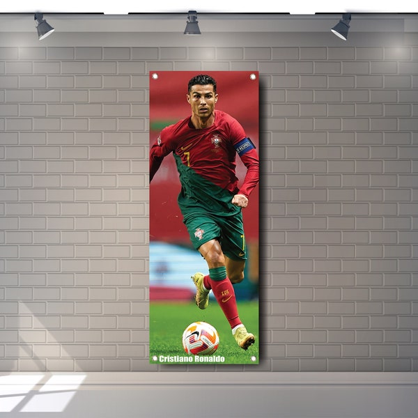Cristiano Ronaldo Fußballspieler-Flagge, PVC-Vinyl-Banner, Garage, Ausstellungsraum, Schild, Dekoration, Wandkunst, Geschenk