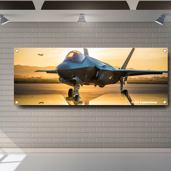 F-35 Lightning Fighter Aircraft Jets  PVC Vinyl Banner Garage Showroom Sign Decoration Workspace Flag Racing Poster Gift