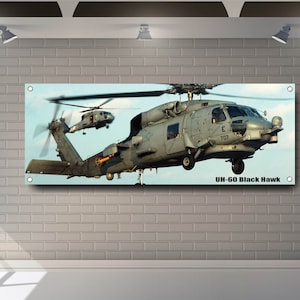UH 60 BlackHawk Helicopter PVC Banner: Garage Showroom Decor
