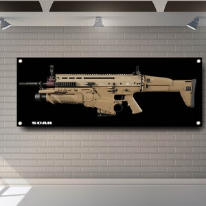 FN Scar Battle Rifle PVC Banner: Garage Showroom Decoration