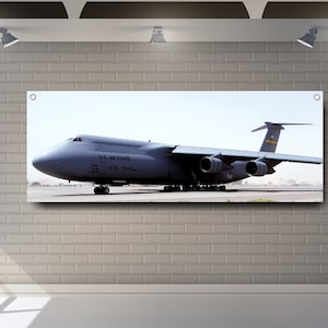 Lockheed C-5 Galaxy Fighter Aircraft Transport Jets PVC Vinile Banner Garage Showroom Cartello Decorazione Spazio di lavoro Auto Bandiera Corse Poster