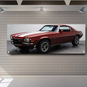 Chevrolet Camaro Z28 Banner: PVC Garage Decor, Racing Flag