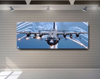 Banner de PVC del helicóptero de combate C-130: decoración de garaje de aviones