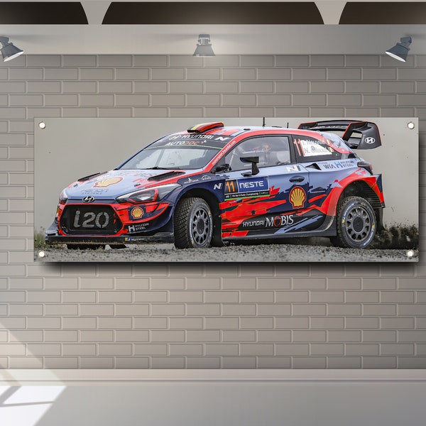 Hyundai i20 WRC Classic Wall Art Cars Ken Block PVC Vinyl Banner Garage Showroom Sign Decoration Flag Racing Poster