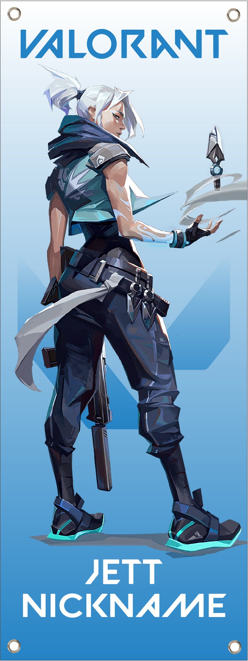 Valorant Jett Personalized Nickname Custom Banner Wall Art Gaming