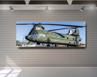 CH-47 Chinook Helicopter PVC Banner: Garage Decor
