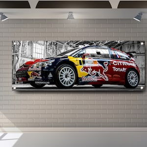 Citroën C4 WRC Massen-Wand-Kunst-Auto-PVC-Vinyl Spruch-Banner-Garage-Showroom-Zeichen-Dekoration-Flagge Racing Poster