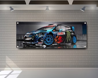 Ford Fiesta WRC PVC-banderoll: Ken Block Racing Garagedekor