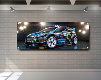 PVC-banner Ford Fiesta WRC: garageshowroom racevlag