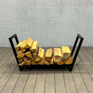 Modern Steel Firewood Rack: Indoor Outdoor Log Holder