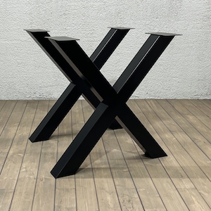 X-Shaped Metal Table Legs: Powder Coated Steel Base