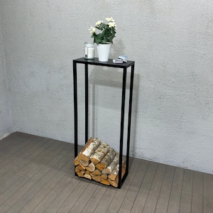 Firewood rack with shelf, 90cm Height