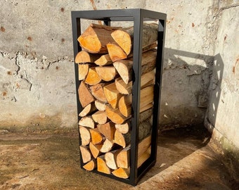 Modern Steel Firewood Rack: Indoor/Outdoor Log Holder