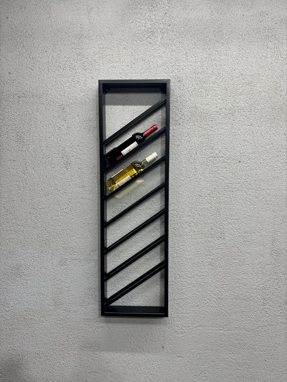 Modern Metal Wall Mounted Wine Rack: Holds 7 Bottles