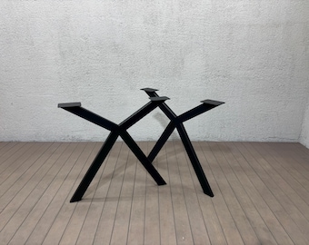 X-formade bordsben JUMARA — Svetsat stålstativ, industriell modern design, anpassad storlek