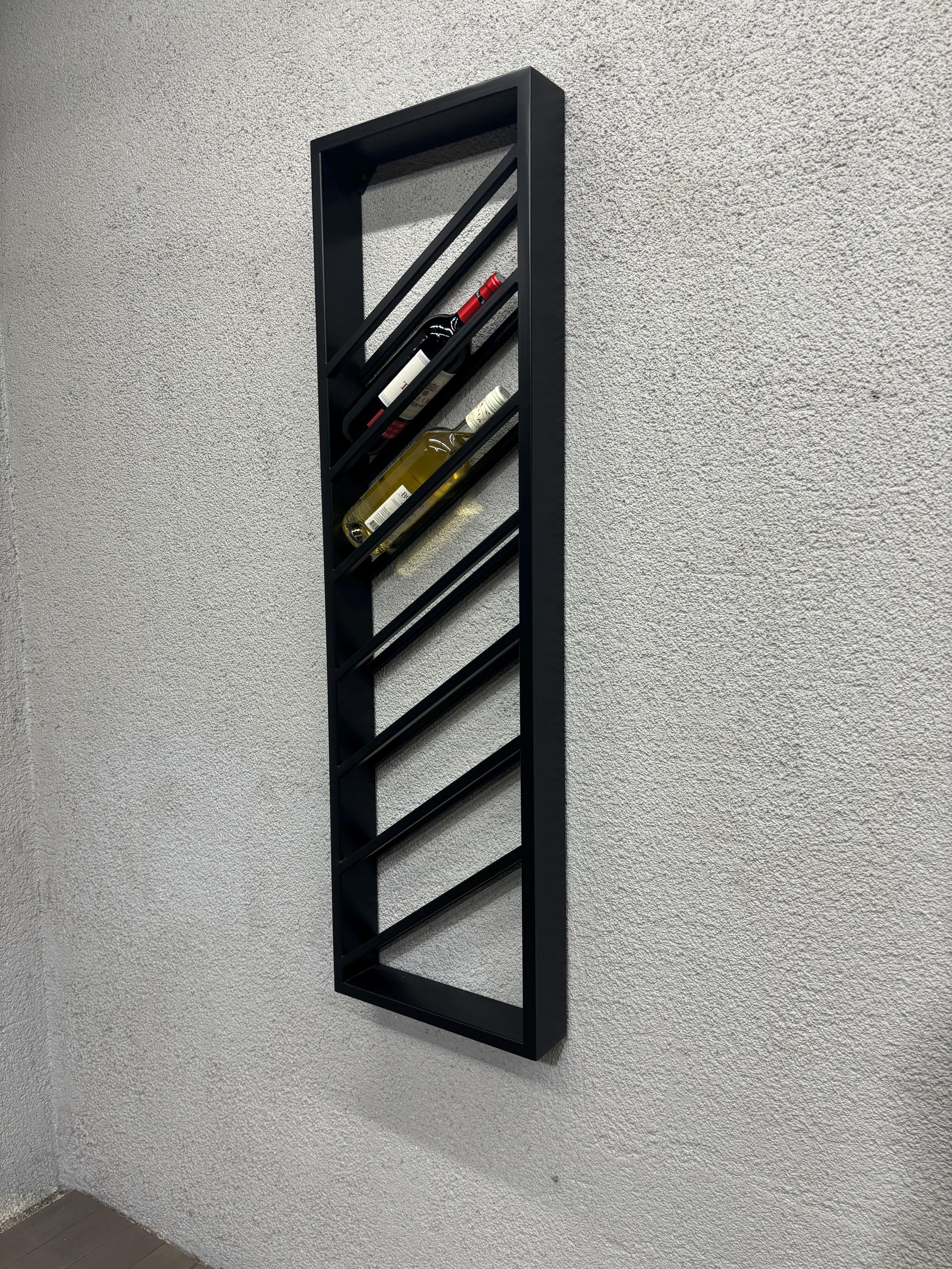 Modern Metal Wall Mounted Wine Rack: Holds 7 Bottles - Etsy UK