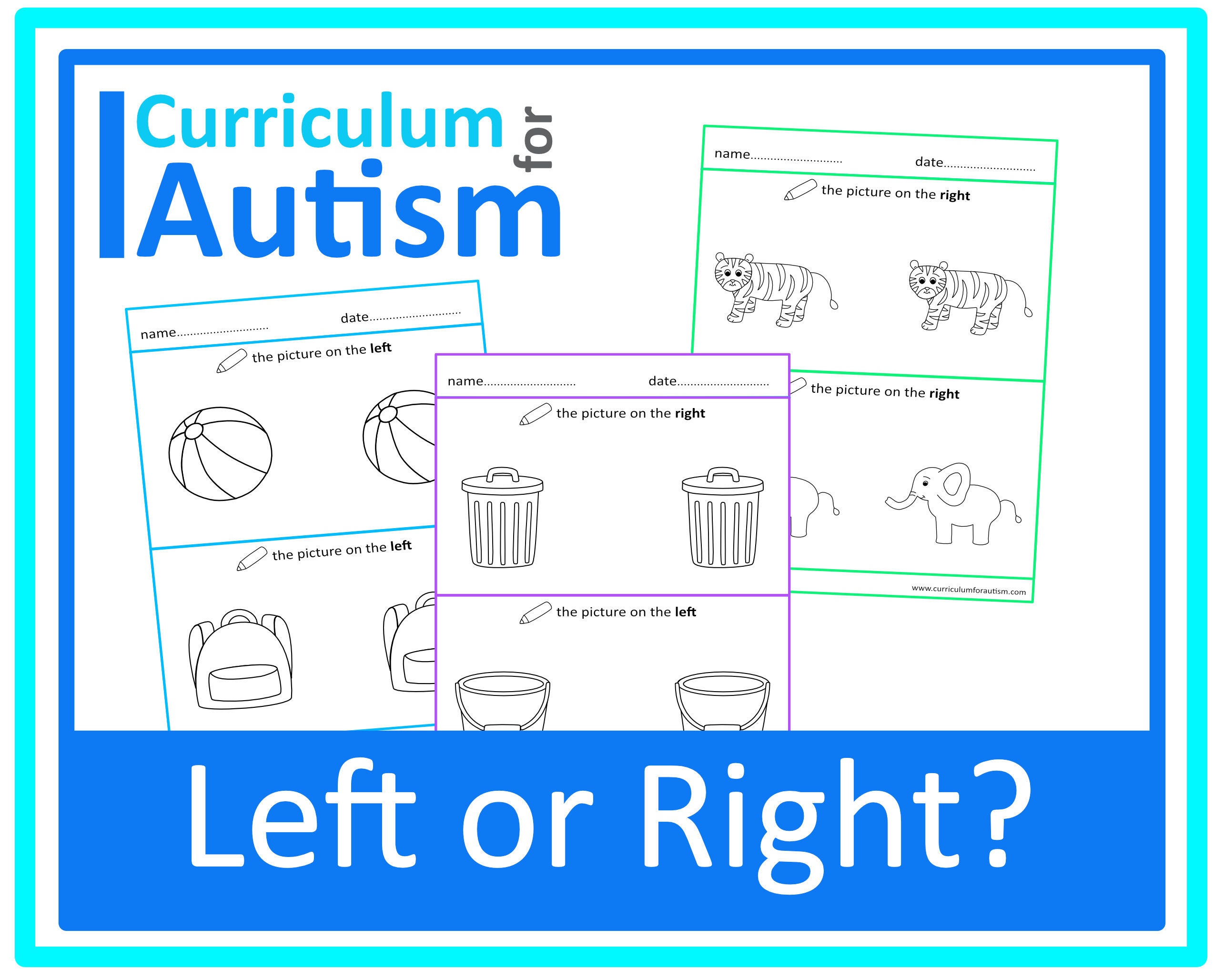 Left Color Right Color Left or Right Vocabulary Color in Worksheets Autism Special Education ...