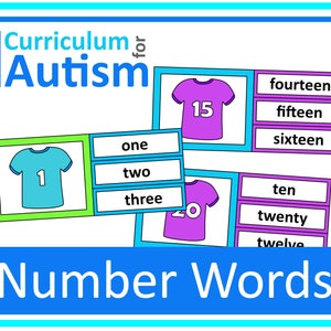 Number Words to 20 Match Clip Cards Autism Special Education Math