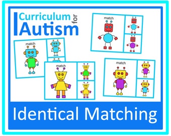 Identical Matching Robots Picture Clip Cards Autism Special Education