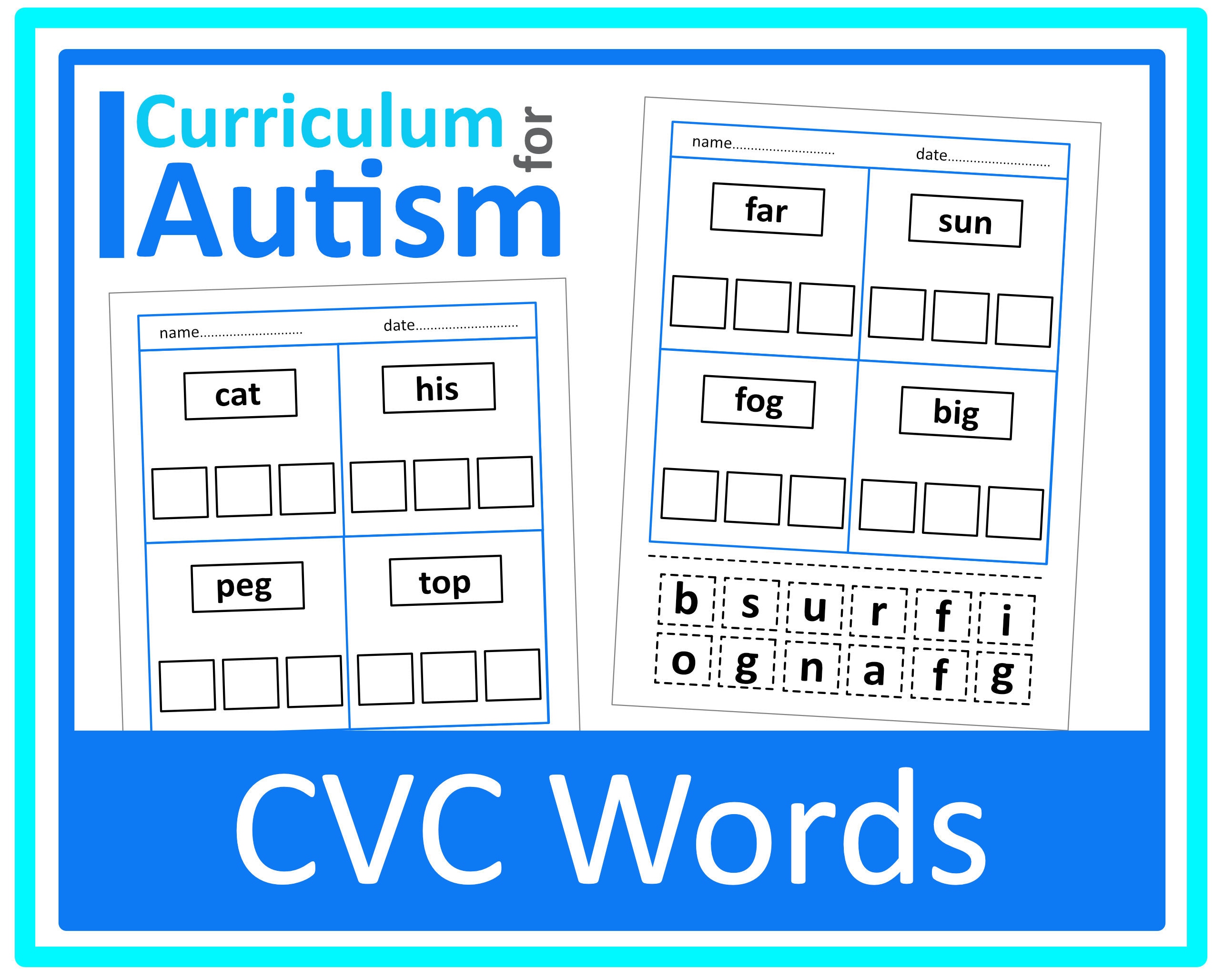 Read and Spell CVC Words Phonics Cut Paste Worksheets Autism Special ...