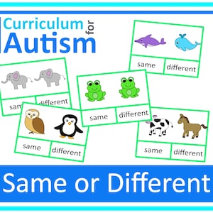 Animals Same or Different Picture Clip Cards Autism Special Education Speech