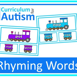 Rhyming CVC Words Phonics Trains Clip Cards Autism Special Education