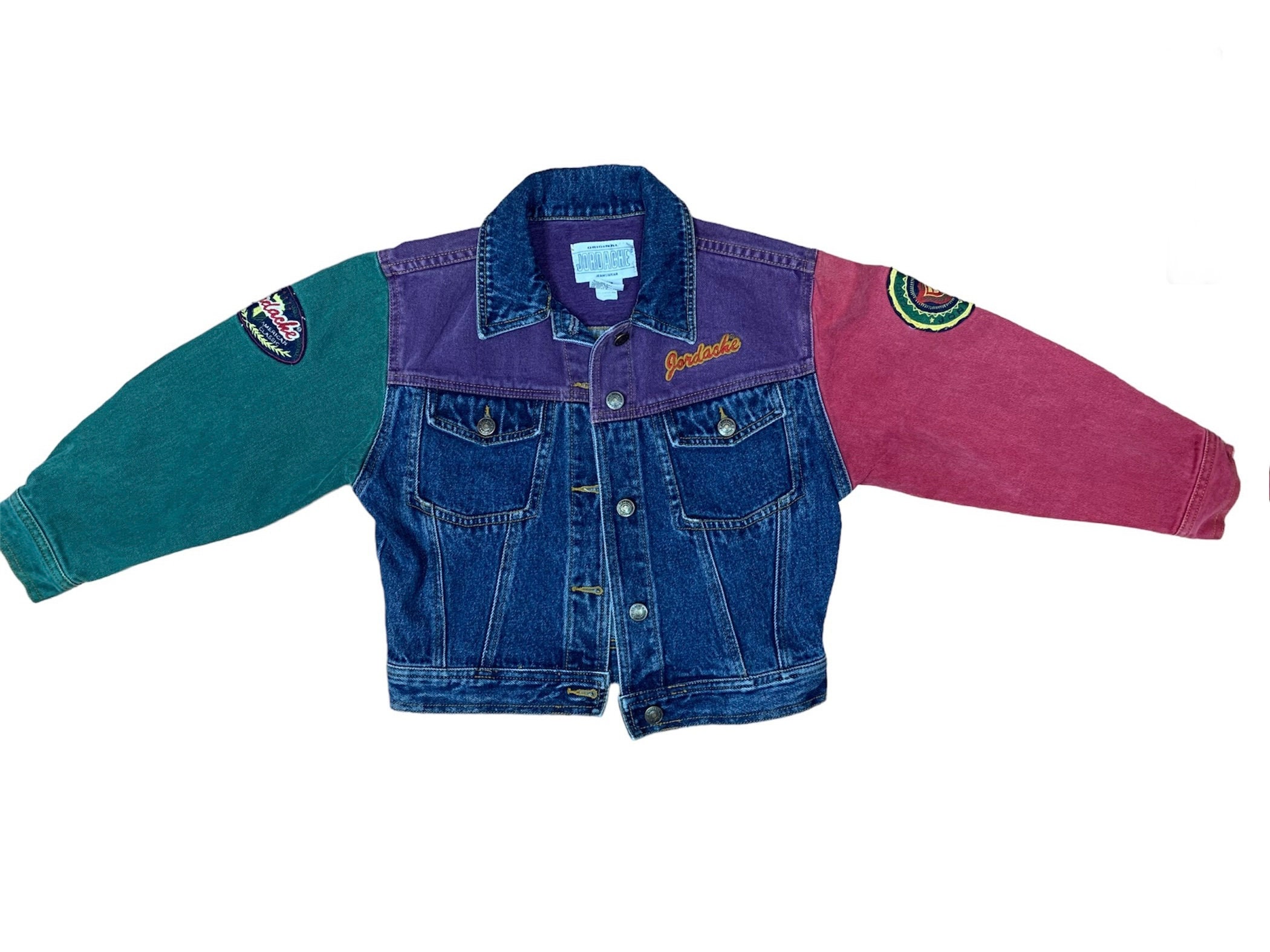 Vintage Jordache Vintage Color Block Rainbow Denim Jacket Size - Etsy