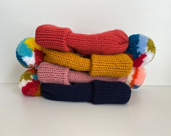 Stickad mössa för pojke och flicka, bobbelmössa för barn, ribbad vintermössa med pompom, ullmössa för småbarn, babyshowerpresent till nyfödd, stickad barnmössa
