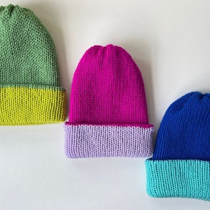 Knit Reversible Baby Boy Baby Girl Hat, Kids Winter Beanie, Toddler Wooly Hat, Baby Shower Gender Neutral Newborn Gift, Knit Children Hat