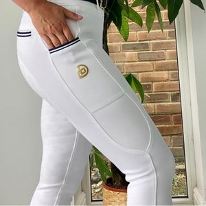White Horse Riding Competition Leggings with full silicon seat
