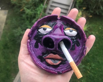 Gross Face Ashtray, Ugly Handmade Ceramic Ashtray, Funny Stoner Gift, Weird Home Decor, Unique Ashtray