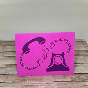 Handmade Hello Card: Retro Telephone Design (4.25x5.5in)