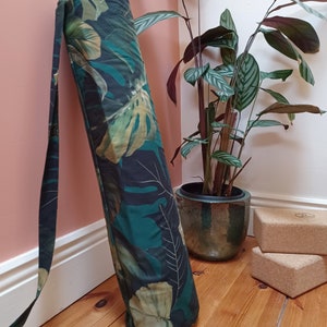 Bolsa de yoga de algodón con estampado de hojas / Bolsa de esterilla de yoga