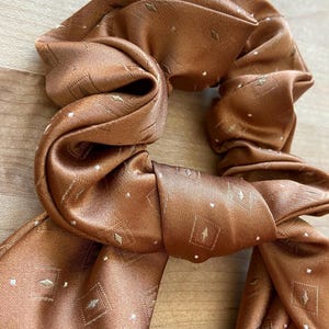 Upcycled Necktie Scrunchie, One-of-a-Kind | Scrunchie With Removable Scarf Bow | Fabric Hair Tie | Wrist Accessory