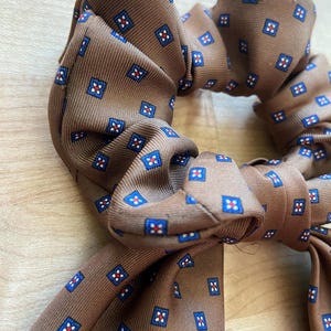Upcycled Necktie Scrunchie, One-of-a-Kind | Scrunchie With Removable Scarf Bow | Fabric Hair Tie | Wrist Accessory