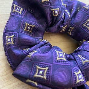 Upcycled Necktie Scrunchie, One-of-a-Kind | Scrunchie With Removable Scarf Bow | Fabric Hair Tie | Wrist Accessory