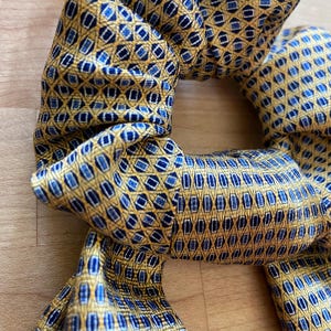 Upcycled Necktie Scrunchie, One-of-a-Kind | Scrunchie With Removable Scarf Bow | Fabric Hair Tie | Wrist Accessory