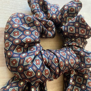 Upcycled Necktie Scrunchie, One-of-a-Kind | Scrunchie With Removable Scarf Bow | Fabric Hair Tie | Wrist Accessory