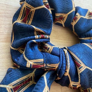 Upcycled Necktie Scrunchie, One-of-a-Kind | Scrunchie With Removable Scarf Bow | Fabric Hair Tie | Wrist Accessory