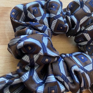 Upcycled Necktie Scrunchie, One-of-a-Kind | Scrunchie With Removable Scarf Bow | Fabric Hair Tie | Wrist Accessory