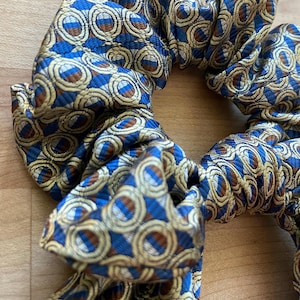 Upcycled Necktie Scrunchie, One-of-a-Kind | Scrunchie With Removable Scarf Bow | Fabric Hair Tie | Wrist Accessory