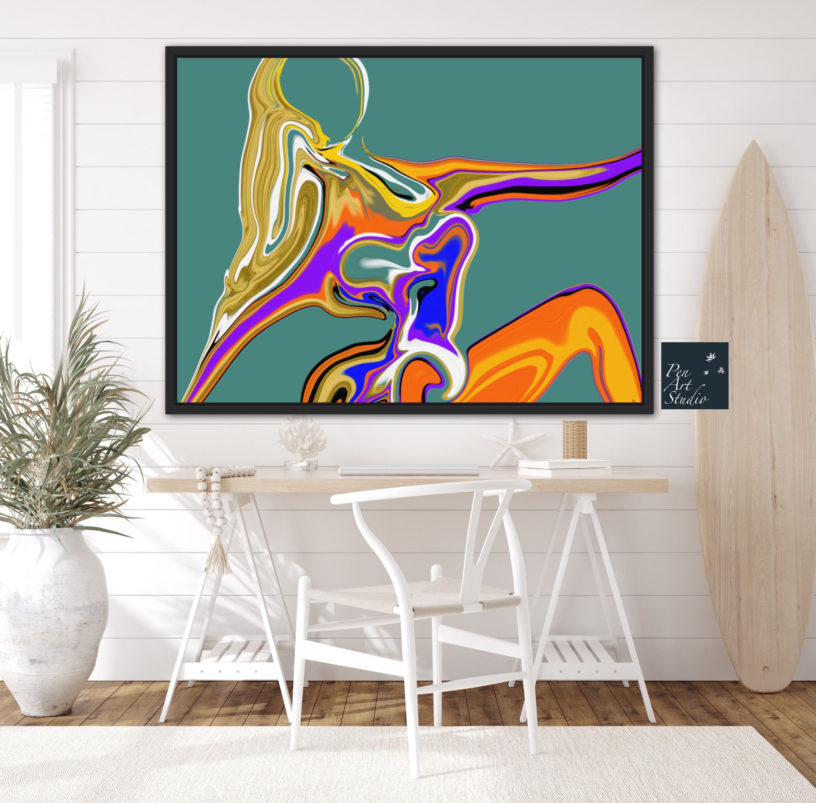 Sexy Nude Female Body Line Drawing Wall Art, Extra Large Printable